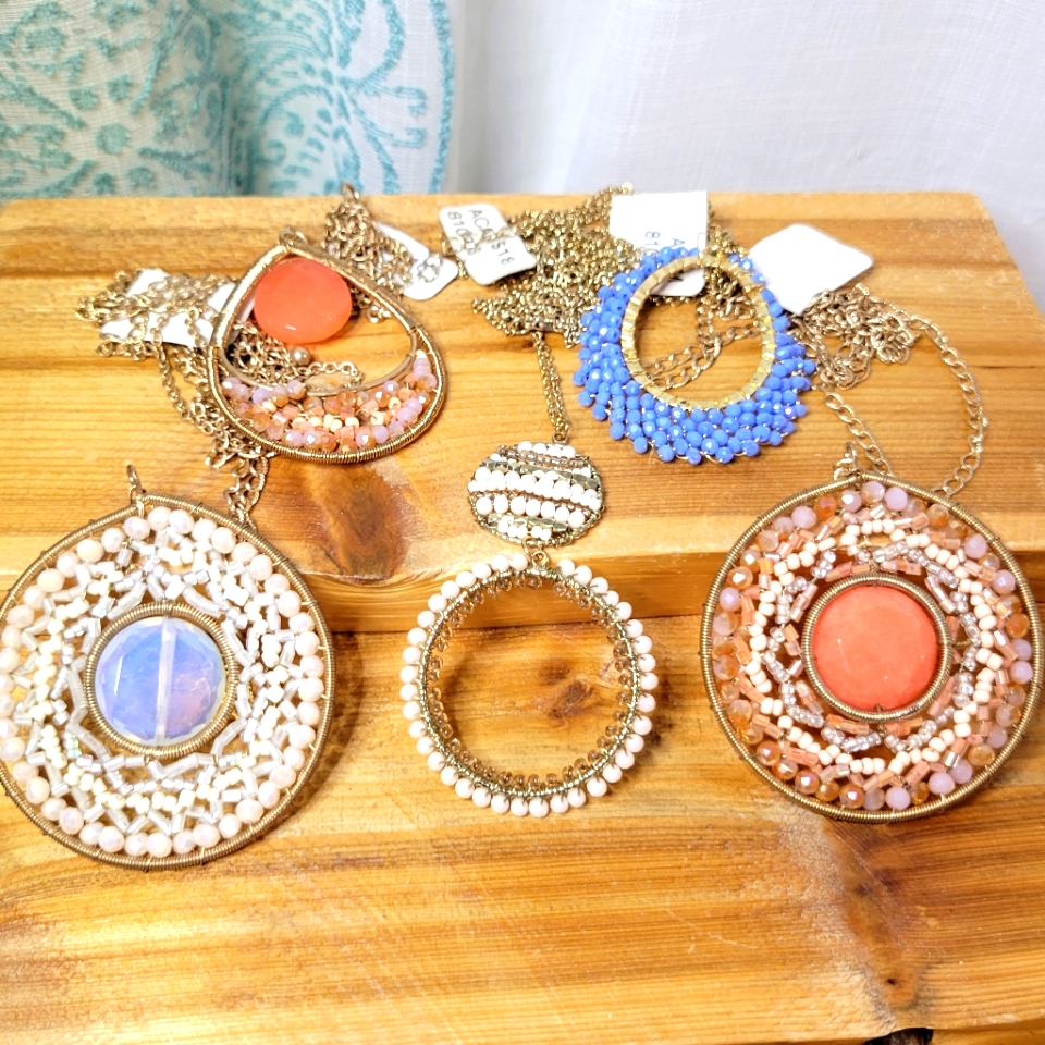 Acacia Market Crystal Beaded Necklaces 5 Piece Wholesale Costume Jewelry Lot